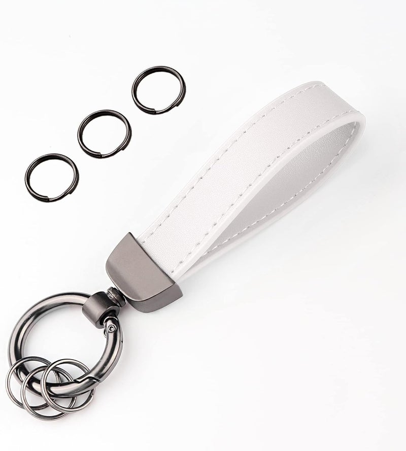 Turcee Leather Keychain, Creative Personality Key Fob, Car Accessories Universal Keychain for Men and Women (White) - Image 1